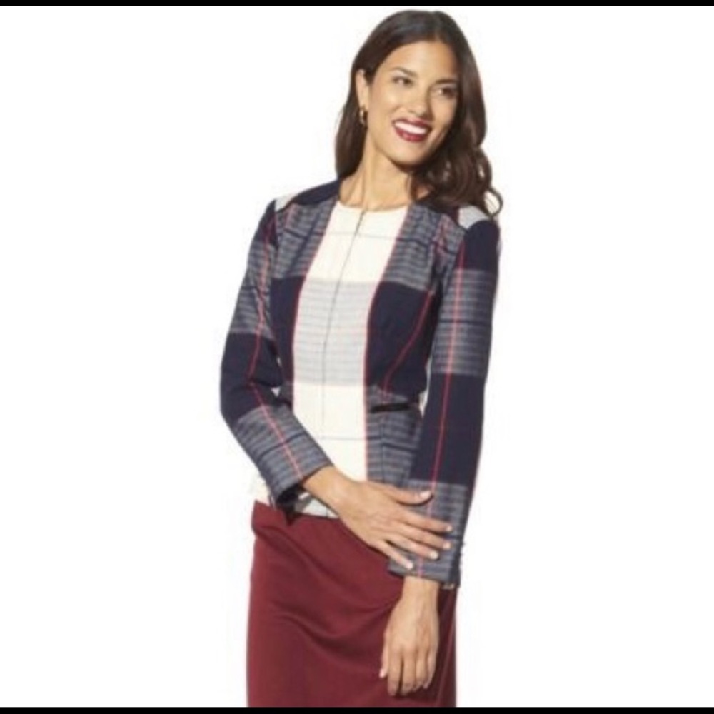 Women jacket blazer blue and white medium jacket